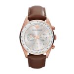 Emporio Armani Men’s AR5995 Brown Leather Strap Silver Dial Watch