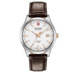 Swiss Military Hanowa Men’s 40mm Brown Leather Band Steel Case Quartz White Dial Watch 06-4303.04.001.09