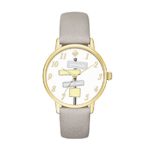 kate spade new york Women’s Clocktower Grey Leather and Goldtone Metro Watch