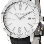 Bvlgari Bvlgari Automatic White Dial Black Leather Mens Watch BB41WSLD