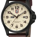 Luminox Outdoor Mens Watch Atacama Field Black + Beige (XL.1927/1920 Series): 200m Waterproof + Stainless Steel Case + Leather Bracelet + Anti-Reflective Sapphire-Crystal