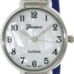 Geneva Platinum Women’s 7232.Navy Mother-of-Pearl Polyurethane Quartz Watch