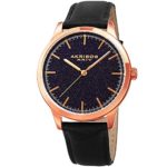 Akribos XXIV Men’s Genuine Stone Dial Watch – Shimmering Dial with Hand Applied Markers On Smooth Glove Finish Genuine Leather Strap – AK937