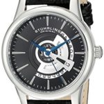 Stuhrling Original Men’s 787.02 Symphony Quartz Date Leather Strap Black Watch