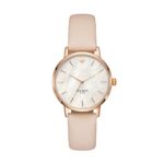 Kate Spade Women’s Metro Stainless Steel Analog-Quartz Watch with Leather Calfskin Strap, Beige, 16 (Model: KSW1403)