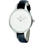 Obaku Denmark Womens V165LXCIRB Stainless Steel Case White Dial Black Strap Watch