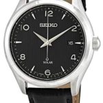 Seiko SNE495 Men’s Solar Black Dial Black Leather Band Dress 100M Watch