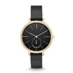 Skagen Women’s Hagen Leather Watch, Color: Black, Gold, 12 (Model: SKW2354)