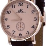 Adee Kaye #AK9061-MRG Men’s Mechanical Rose Gold Tone Stainless Steel Leather Band Analog Watch