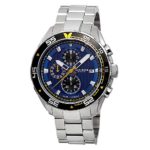 Akribos XXIV Men’s AK646BU “Grandiose” Chronograph Stainless Steel Watch with Triple-Link Bracelet