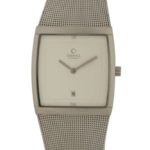 Obaku Men’s V102GCCMC  34mm Ivory Dial Rectangular Stainless Steel Watch