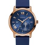 GUESS Men’s Connect Fitness Stainless Steel Quartz Watch with Silicone Strap, Blue, 19 (Model: C2004G2)