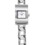 Pedre Women’s Silver-Tone ID Bracelet Link and Bone Leather Watch # 6970SX