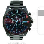 Diesel Men’s Mega Chief Quartz Stainless Steel Chronograph Watch, Color: Black (Model: DZ4318)