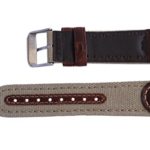 22mm Khaki Genuine Oil Tan Leather & Canvas Hadley Roma Watch Band Strap MS868