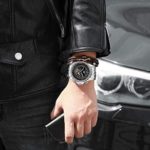 Gute Men’s Automatic Watch, Luxury Silver Tone Stainless Steel Big Face Mens Multi Functional Mechanical Wristwatch