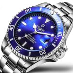 Swiss Luminous Submariner Watch Men’s Mechanical Watch Fashion Steel Waterproof Watch (Blue)