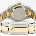 Rolex Ladys 179163 Datejust Steel & Gold Oyster Band, Smooth Bezel & Silver Stick Dial