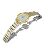 Swiss Stainless Steel & Crystal Watch Design by Adee Kaye-Two Tone, Silver & Gold Tone/Silver dial
