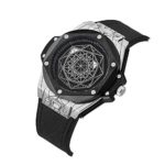 Geometric Polygon Dial Quartz Dual Movement Watch Men TPU Strap Watch Comfortable (Color : Color1)