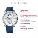 Tommy Hilfiger Men’s Cool Sport Stainless Steel Quartz Watch with Silicone Strap, Blue, 22 (Model: 1791349)