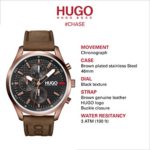 HUGO by Hugo Boss Men’s #Chase Stainless Steel Quartz Watch with Leather Strap, Brown, 22 (Model: 1530162)