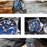 Stuhrling Original Mens Swiss Quartz Stainless Steel Sport Analog Dive Watch, Water Resistant 200 Meters, Blue/Black Dial, Aqua-Diver