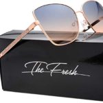 Classic Crystal Elegant Women Beauty Design Sunglasses Gift Box (L174-Rose Gold, Blue/Coral)