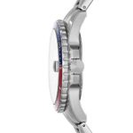 Fossil Men’s FB-01 Quartz Stainless Three-Hand Watch, Color: Silver/Blue/Red (Model: FS5657)