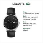 Lacoste Men’s Stainless Steel Quartz Watch with Leather Strap, Black, 19.5 (Model: 2011016)