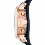 Fossil Women’s Original Boyfriend Quartz Stainless Steel and Leather Chronograph Watch, Color: Rose Gold (Model: ES3838)