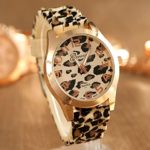 Fanmis Unisex Geneva Leopard Silicone Jelly Gel Quartz Analog Wrist Watch (Gold)