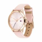 Tommy Hilfiger Women’s Stainless Steel Quartz Watch with Leather Calfskin Strap, Pink, 17 (Model: 1782090)