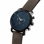 MVMT Chrono Mens Watch, 45 MM | Leather Band, Analog Watch, Chronograph with Date | Matte Blue Cedar