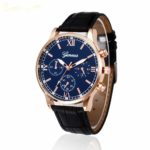 Bokeley Big Watch, Mens Watch, Retro Design Leather Band Quartz Wrist Watch Men Alloy Quartz Watch (Black)