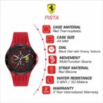 Scuderia Ferrari Men’s Pista Quartz Watch with Silicone Strap, Red, 18 (Model: 0830723)