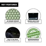 Aim Green: Glow in The Dark Biodegradable Airsoft BBS 6mm – 3,000 Airsoft BBS Pellets .20g Rounds – Spring, Gas, Co2 and AEG Pistols – Precision Rounds for Air Soft Sniper Rifles