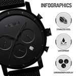 FIZILI Men Watches Chrono Minimalist | 10 Series 42 MM Wrsit Watch for Men | Analog & Date Black