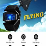 Gosasa Men Sports Military Watches Digital Airplane Shaped LED Colorful Light Watches (Black) (Black)