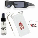 Oakley GASCAN OO9014 Sunglasses for Men + Accessories Bundle(Matte Black/(Matte Black/Grey/Blue Line on Oakley Logo (901411), 60)