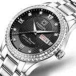Mens Automatic Watches Fashion Diamond Silver Stainless Steel Calendar Watches Luxury Dress Wrist Watch