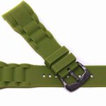 Swiss Legend 29MM Army Green Silicone Watch Strap Stainless Gunmetal Gray Buckle for 47mm Commander Watch