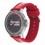 Tommy Hilfiger Tommy Jeans Men’s Watch Quartz Brass and Silicone Strap, Color: Red ((Model: 1791826)