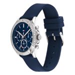 Tommy Hilfiger Women’s Stainless Steel Quartz Watch with Silicone Strap, Navy, 20 (Model: 1782389)