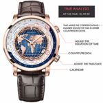 Agelocer Men’s Top Brand World Time Diamond Blue Dial Mechanical Calendar Fashion Luxury Watch