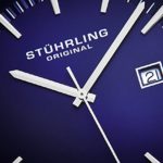 Stuhrling Original Mens Minimalist Swiss Quartz Stainless Steel Dress Wrist-Watch, Quick-Set Date, 2 Easy-Interchangeable Leather Straps – 555AZ Series
