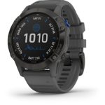 Garmin 010-02410-10 Fenix 6 Pro Solar Multisport GPS Smartwatch Black with Slate Gray Band Bundle with Fenix 6 Screen Protector