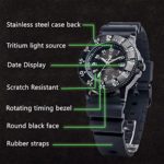 Smith & Wesson Men’s Sports Watch, Swiss Tritium H3 20ATM Black Dial and Band Military Tactical Tough Watch, Luminous, 24-Hour Format, Scratch Resistant Glass, Date Display, Rubber Strap, Black, Father’s Day Gift, 40mm