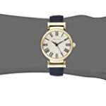 Anne Klein Women’s AK/2246CRNV Gold-Tone and Navy Blue Leather Strap Watch