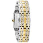 Bulova Men’s Modern Two-Tone Stainless 3-Hand Quartz Watch, Blue Rectangle Dial with Diamonds Style: 98D154